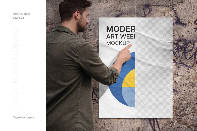 Preview 2 urban glued poster mockup set