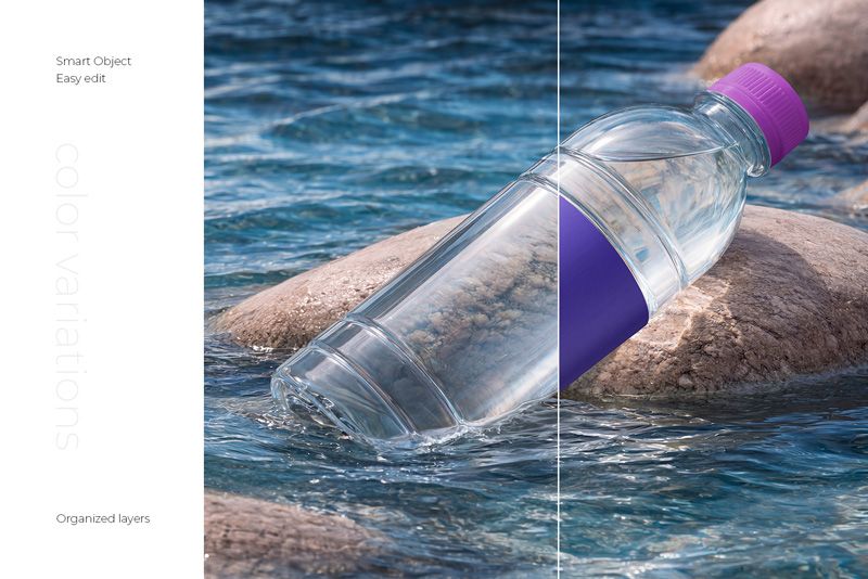 Preview 3 clear plastic water bottle mockup set