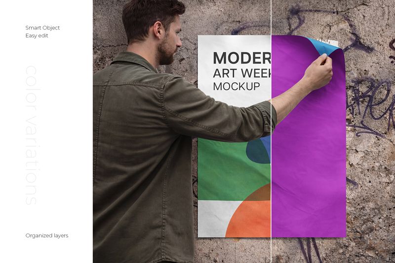 Preview 3 urban glued poster mockup set