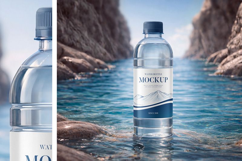 Preview 4 clear plastic water bottle mockup set