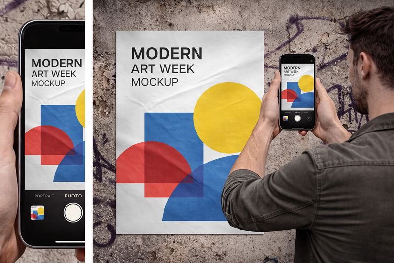 Preview 4 urban glued poster mockup set