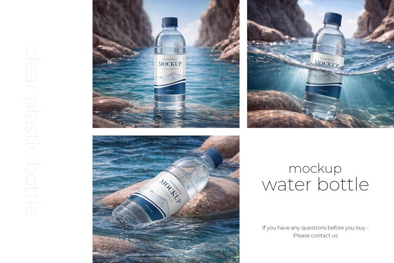 Preview 5 clear plastic water bottle mockup set