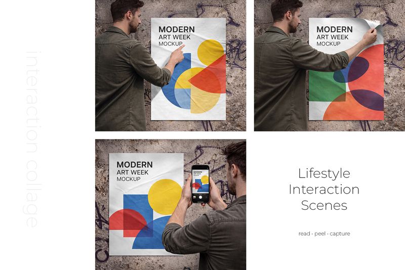 Preview 5 urban glued poster mockup set