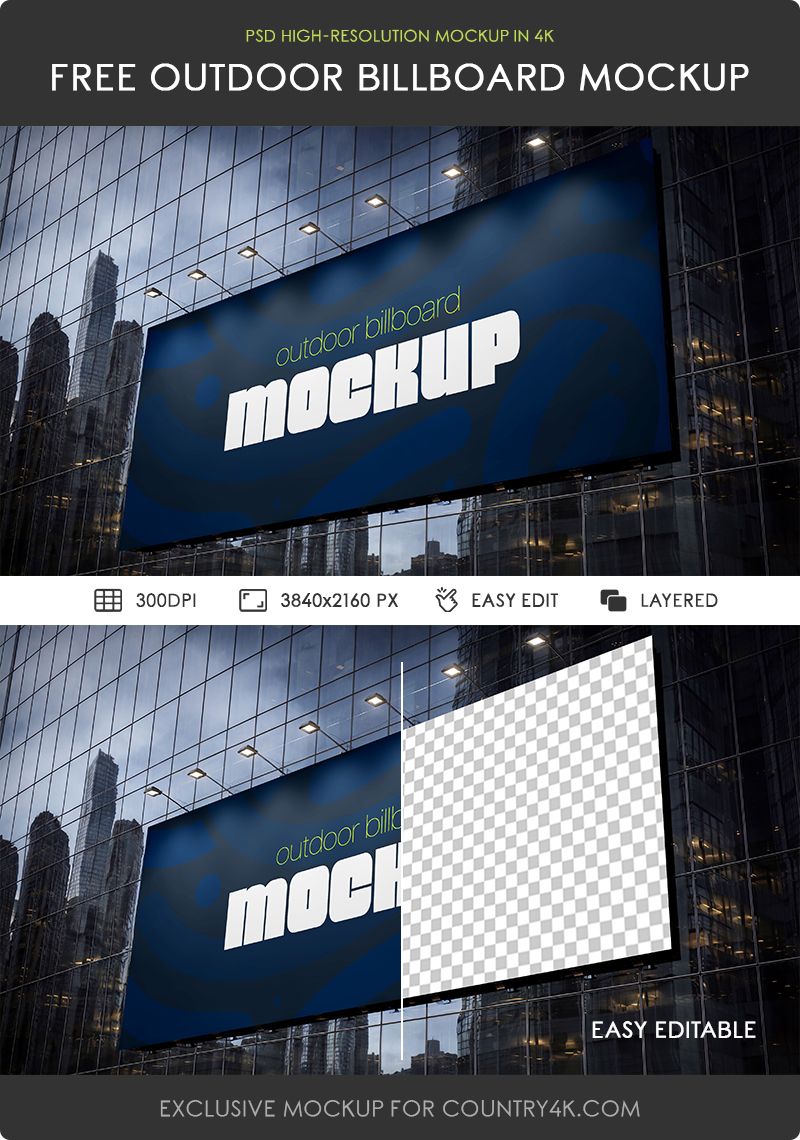 Preview mockup 2 free outdoor billboard mockup