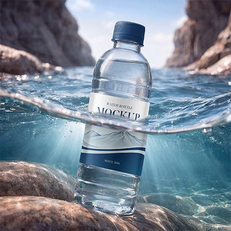 Clear Plastic Water Bottle Mockup Set