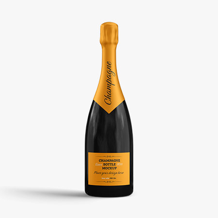 Glass Champagne Bottle Mockup Set