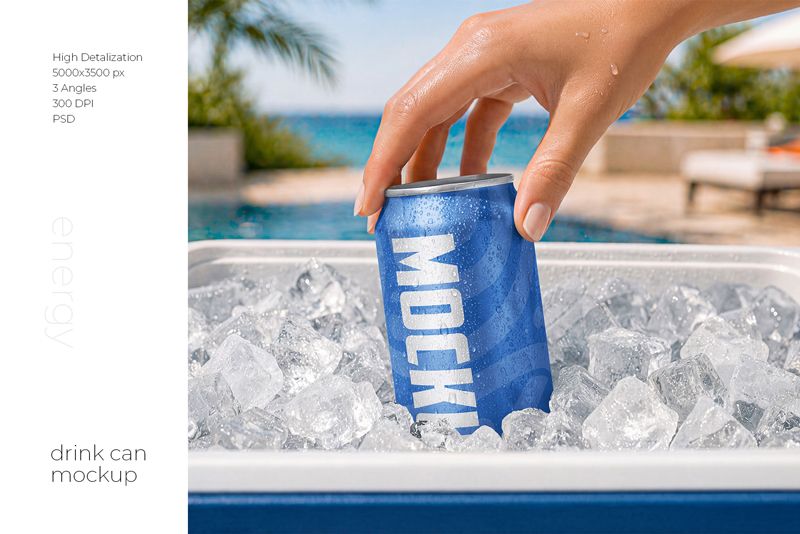 Preview 1 energy drink can mockup set