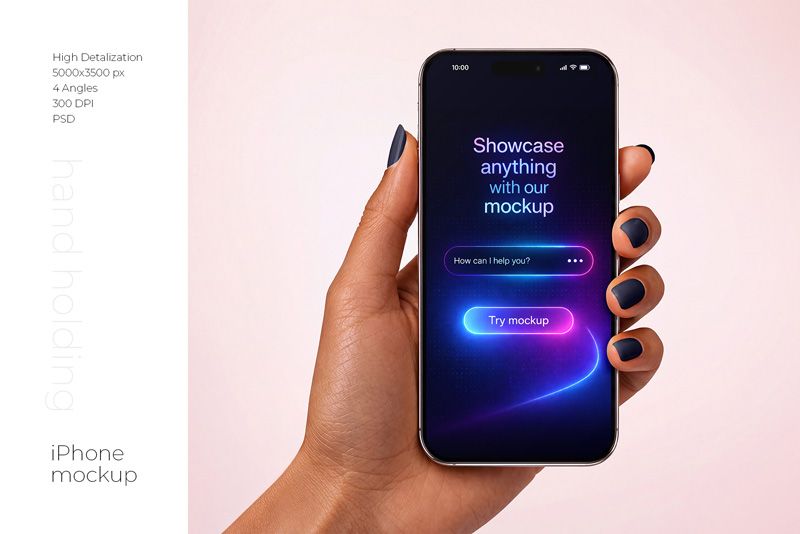 Preview 1 iphone in hand mockup set