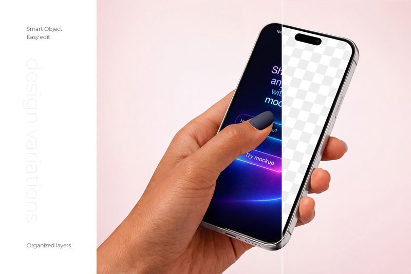 Preview 2 iphone in hand mockup set