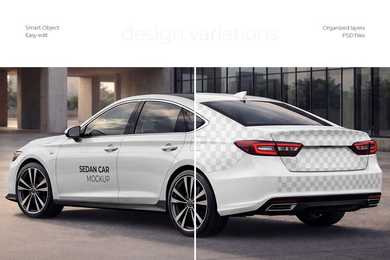 Preview 2 sedan car mockup set