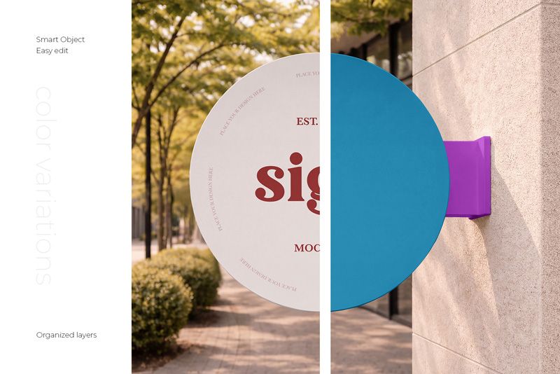 Preview 3 circle sign mockup set