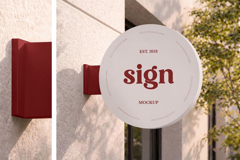 Preview 4 circle sign mockup set