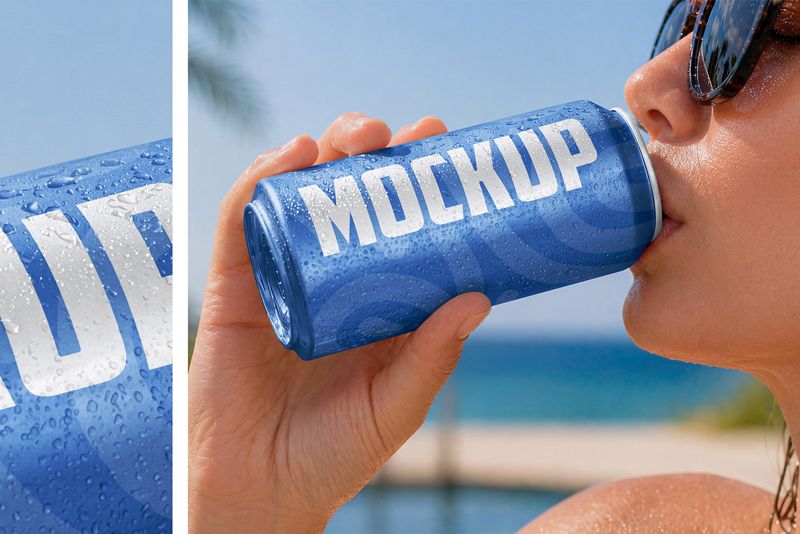 Preview 4 energy drink can mockup set