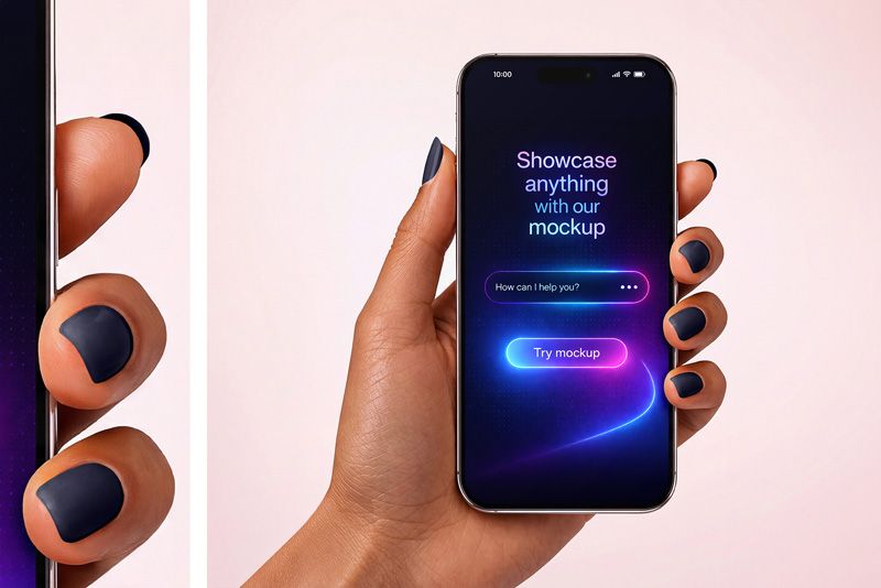 Preview 4 iphone in hand mockup set