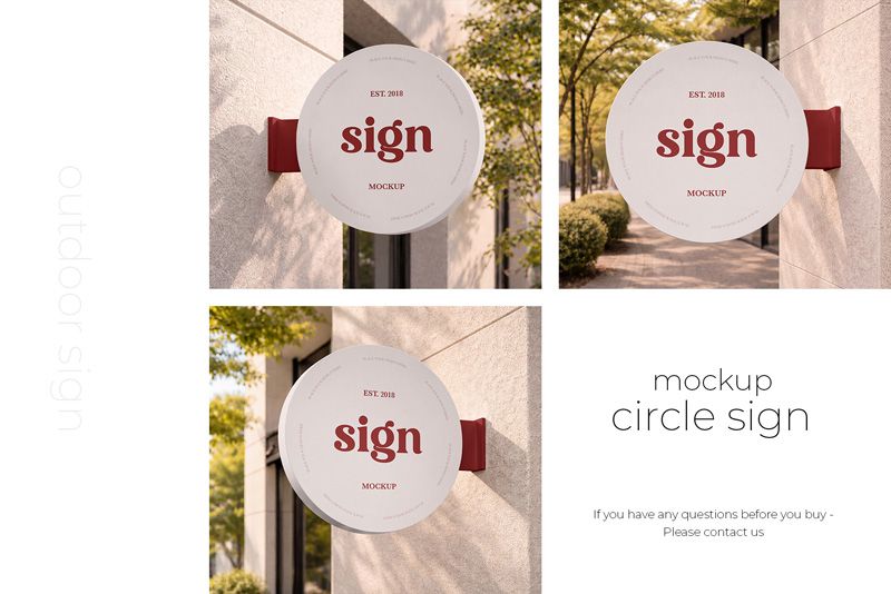 Preview 5 circle sign mockup set