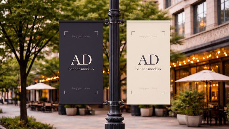 Preview mockup 0 free advertising lamp post banner mockup