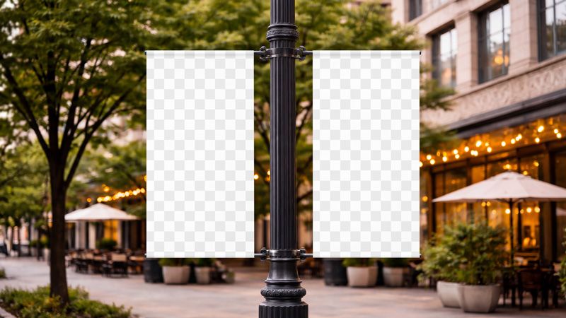 Preview mockup 1 free advertising lamp post banner mockup