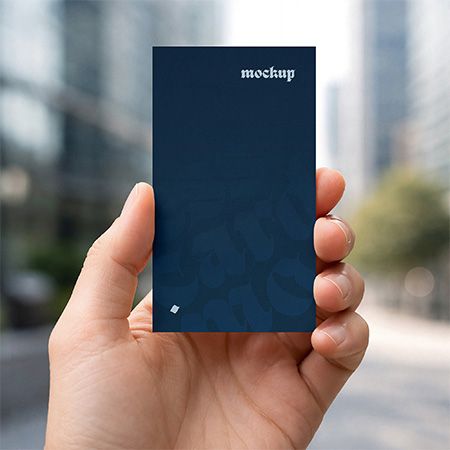 Free Hand Holding Business Card Mockup