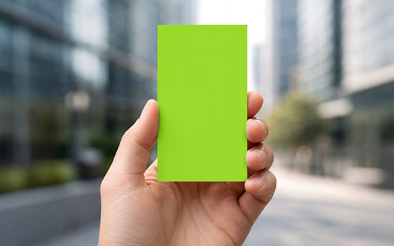 Preview today big 3 free hand holding business card mockup