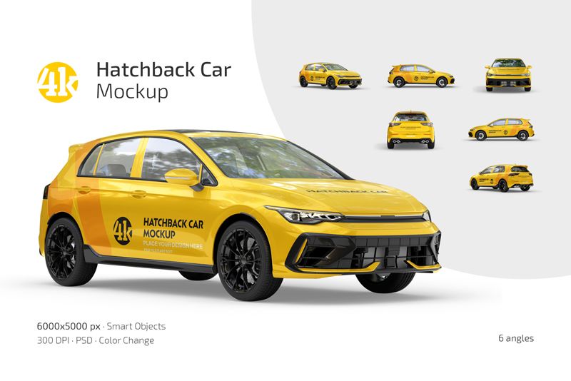 Preview 1 hatchback car mockup set 1