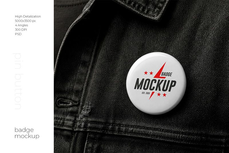 Preview 1 pin button badge mockup set