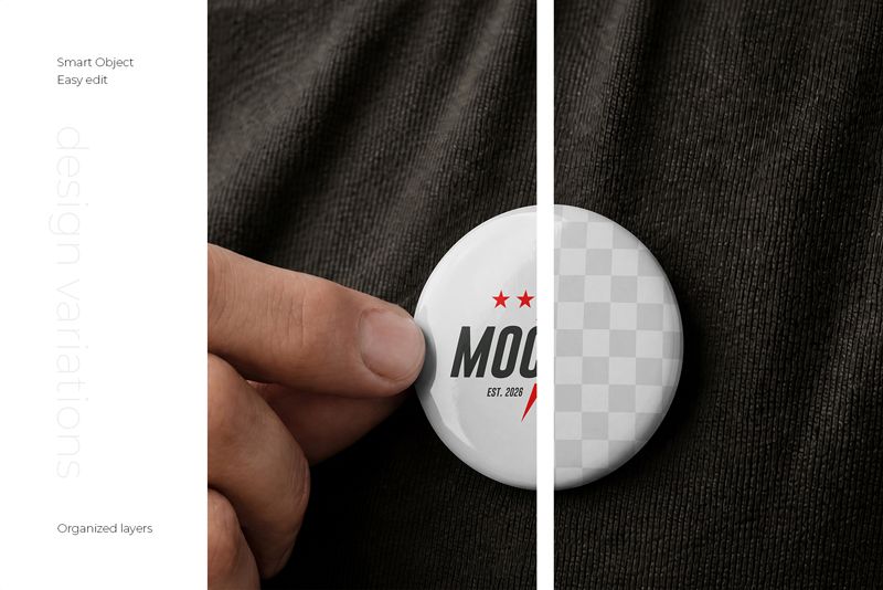 Preview 2 pin button badge mockup set