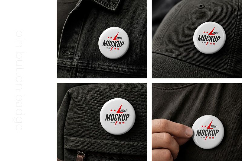 Preview 5 pin button badge mockup set