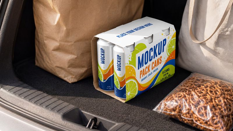 Preview mockup 1 free pack cans mockup