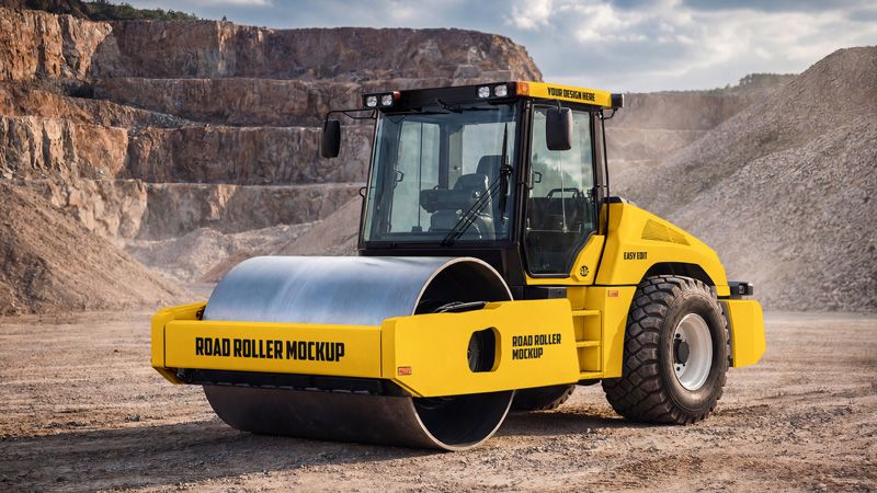 Preview mockup 1 free road roller mockup