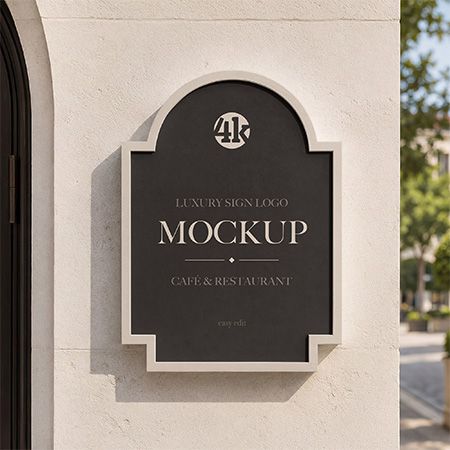 Free Luxury Cafe and Restaurant Sign Logo Mockup