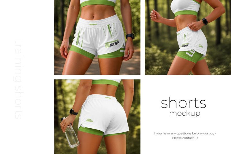 Preview 5 womens training shorts with compression mockup set