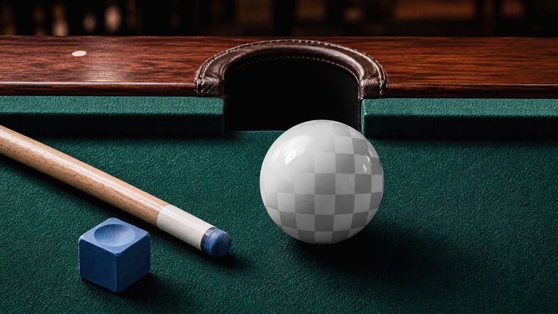 Billiard ball mockup with editable logo area for club marks, player numbers, tournament graphics, and custom sports branding.