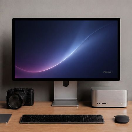 Free Mac Studio Mockup PSD for Website and UI Design