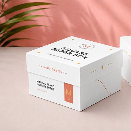 Free Scene with Square Paper Boxes Mockup