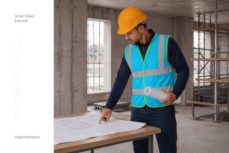 Preview 3 safety construction vest mockup set