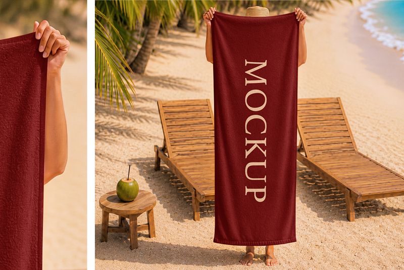 Preview 4 summer beach towel mockup set1