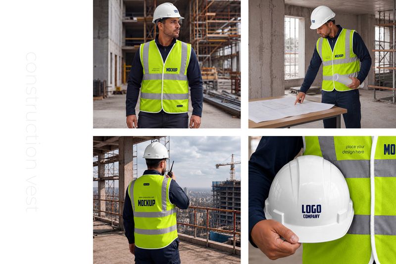 Preview 5 safety construction vest mockup set