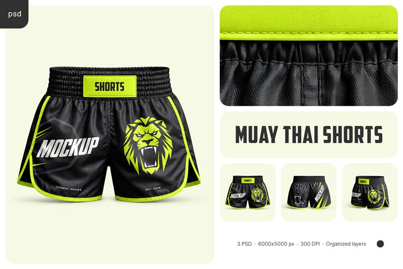 Preview bundle 1 muay thai shorts mockup set
