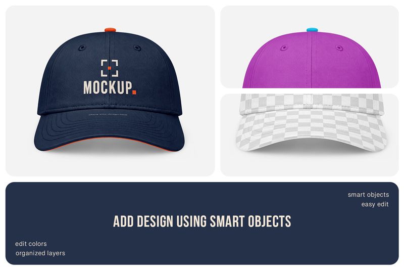 Preview bundle 2 baseball cap mockup set