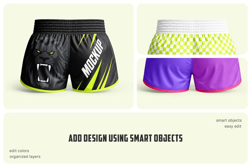 Preview bundle 2 muay thai shorts mockup set