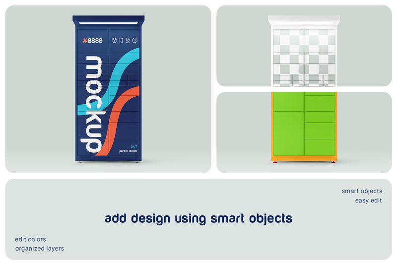 Preview bundle 2 parcel delivery locker mockup set