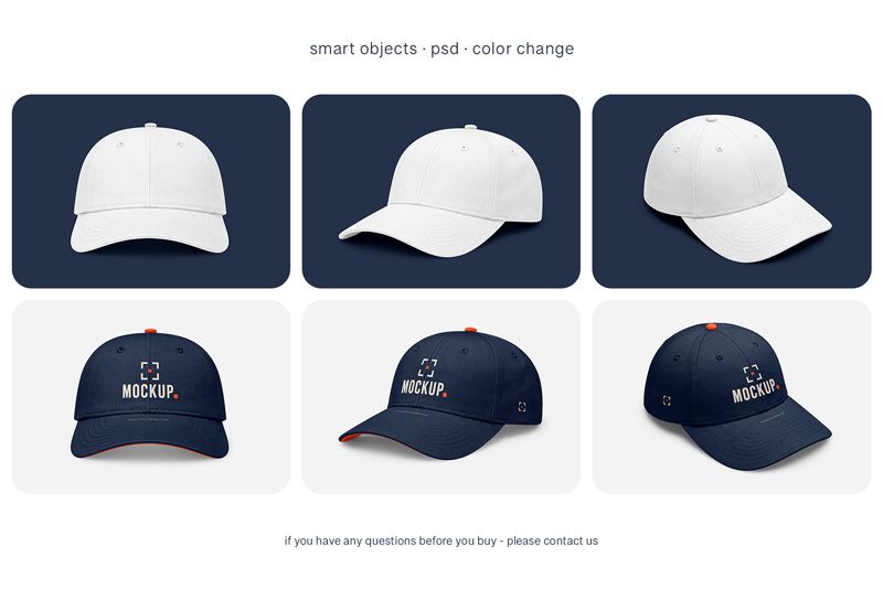 Preview bundle 4 baseball cap mockup set