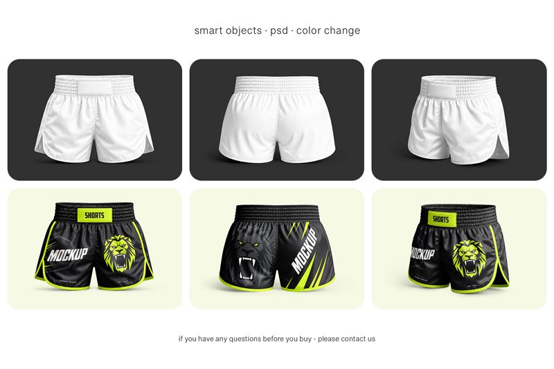 Preview bundle 4 muay thai shorts mockup set