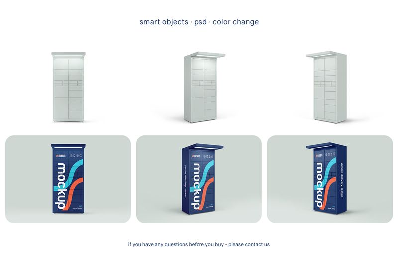 Preview bundle 4 parcel delivery locker mockup set