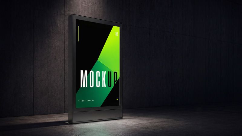 Preview mockup 3 free digital poster lightbox mupi mockup