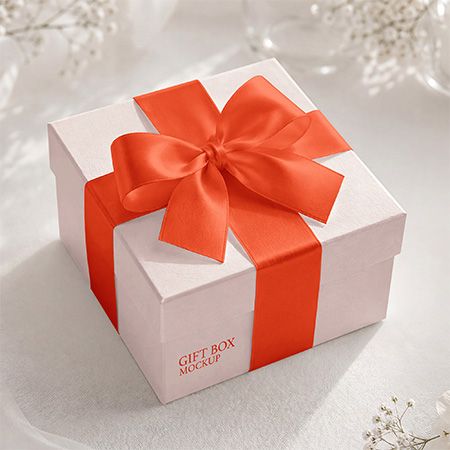 Free Square Gift Box Mockup