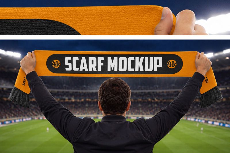Preview 4 soccer scarf mockup set