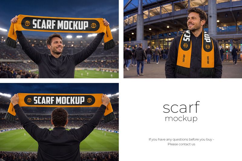 Preview 5 soccer scarf mockup set