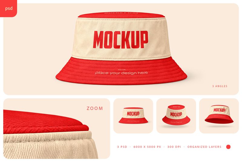 Preview bundle 1 bucket hat mockup set