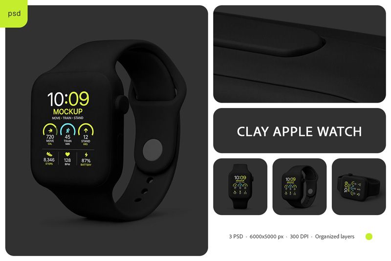 Preview bundle 1 clay apple watch mockup set